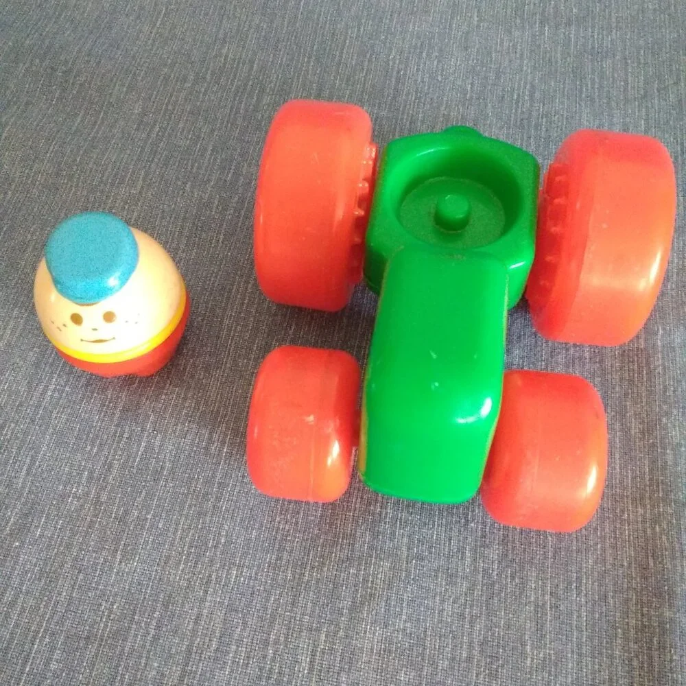 Little Tikes green Tractor with a figurine Vintage